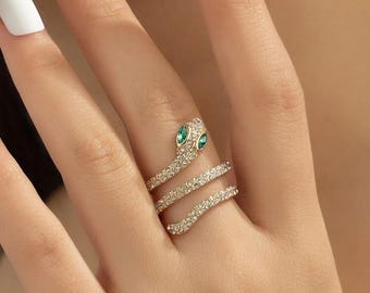 Snake Design Rhinestone Wrap Ring