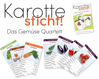 Karotte sticht! Das Gemüse Quartett | 32 Spielkarten in Klarsichtbox inkl. Spielanleitung