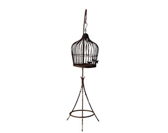 19th Century French Iron Bird Cage with Stand