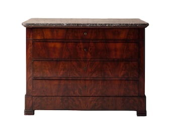19th Century French Mahogany Chest with Marble Top (A)