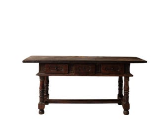 17th Century French Oak & Walnut Console Table