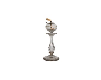 19th Century French Glass Bubble Oil Lamp