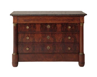 19th Century French Mahogany Chest with Marble Top (B)