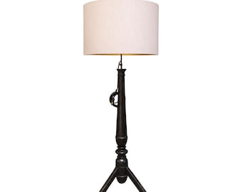 20th Century Wooden Black Painted Floor Lamp