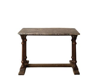 19th Century French Marble & Oak Table