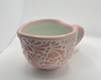 Handmade Pastel Pink Heart Shaped Talavera Mug