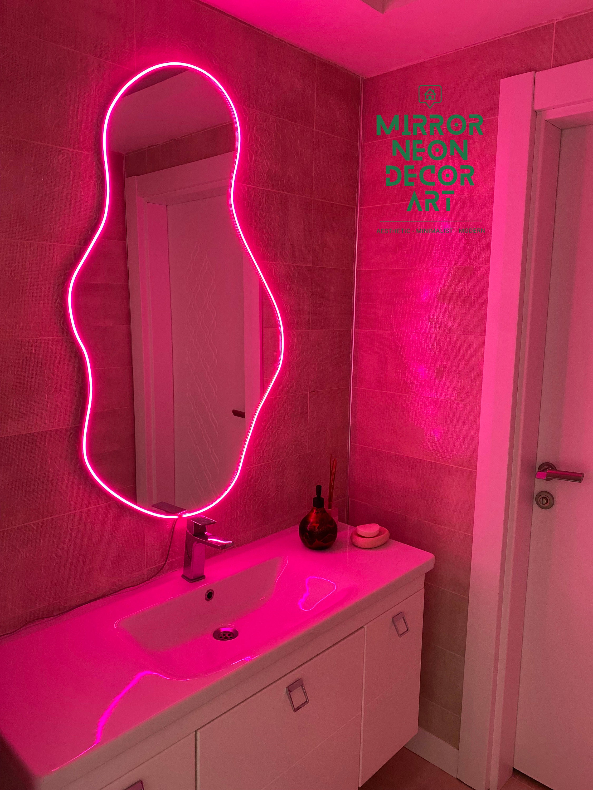Neon Smart Mirror/ Asymmetrical Mirror/ Full Length Wedding Etsy