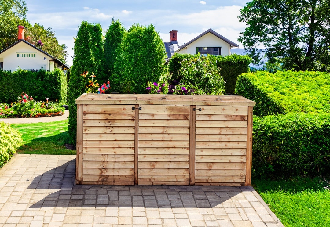 Triple Bin Store, Treated Timber, 2.445m Wide X 1.35m High X 0.845m