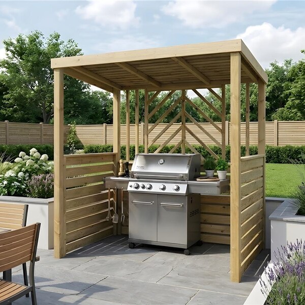 eDecks Grillhouse BBQ Shelter Treated Timber Half or Full Side Options