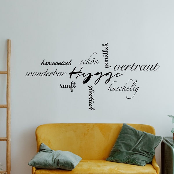 Hygge wall tattoo, decoration, lettering, Scandinavian, wall decoration, door sticker, door sticker, front door, Scandinavian, sticker, living room