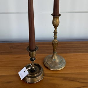 Vintage Brass Candle Holder Minimalist Mid-century Modern Decor