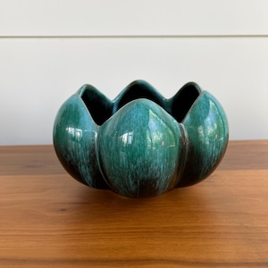 Blue Mountain Pottery Lotus Bowl Vintage Ceramic Planter Retro Plant Holder Indoor Plant Container Eclectic Shelf Accent