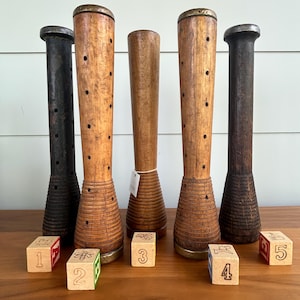 Vintage Wooden Spools Primitive Industrial Bobbins Rustic Antique Shelf Decor 1900s