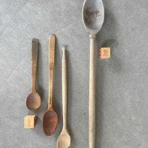 Antique Wooden Spoons Rustic Farmhouse Kitchen Decor Vintage Hand Carved Utensils Primitive Wooden Spoon Set for Display