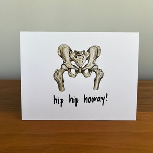Hip hip hip hop carte drôle de jeu de mots anatomique carte de félicitations unique étudiant en médecine cadeau de remise des diplômes ou d'anniversaire carte Punny papa blague