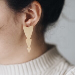 Gold plated Handmade Earrings, Heart Shape Earrings,  Gift for Women,  Minimalist Design,  Gift for New Year, Best Friend Gift
