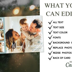 Canva kerstkaart met fotosjabloon afdrukbare kerstkaart bewerkbare print - drie sterren - 5 x 7 direct downloaden afbeelding 6