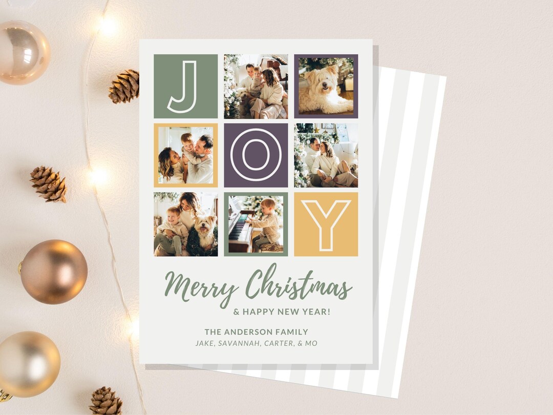 Canva Christmas Card With Multiple Photo Template Printable Holiday ...