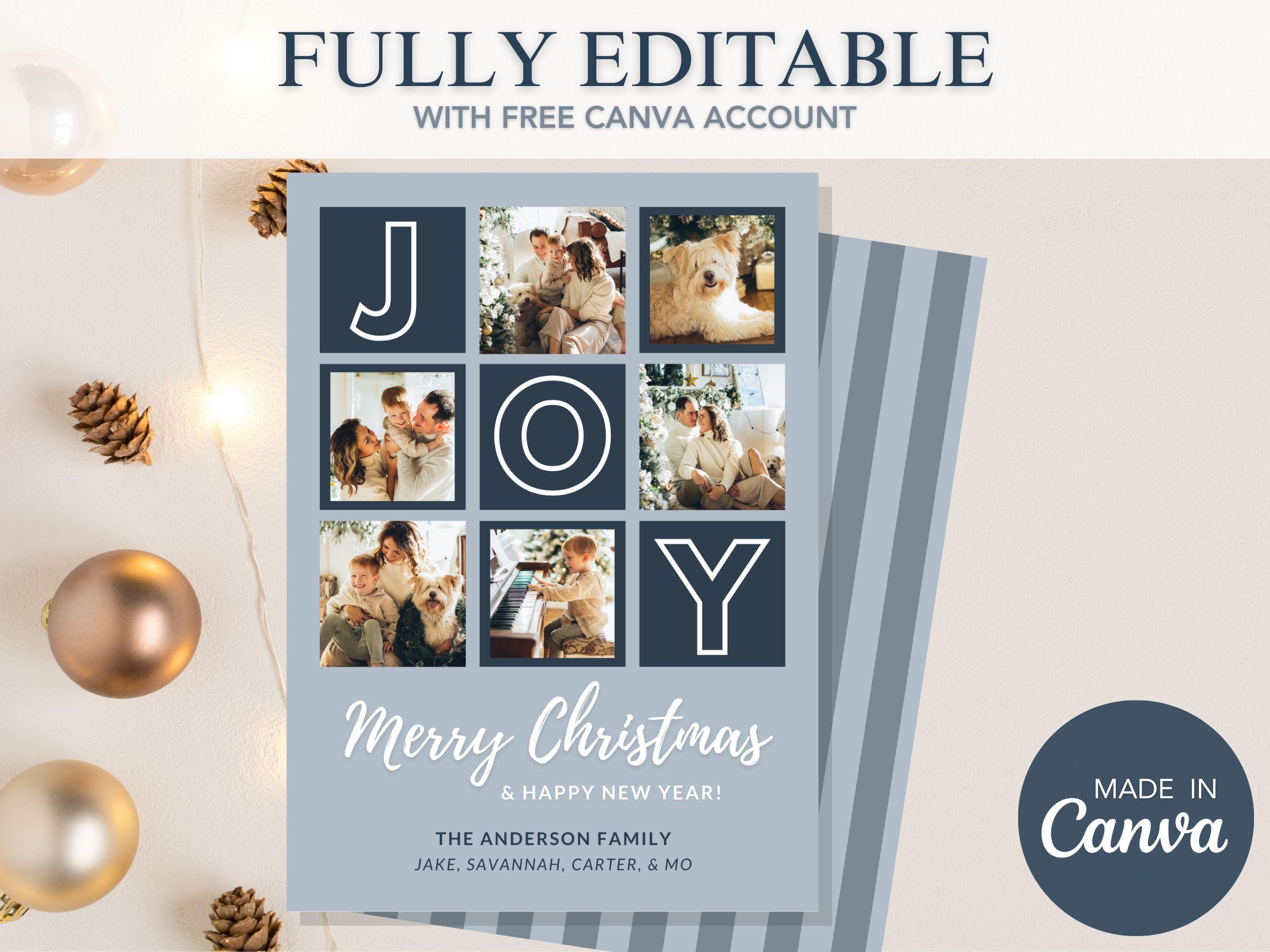 Canva Christmas Card With Multiple Photo Template Printable Holiday ...