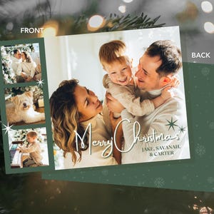 Canva kerstkaart met fotosjabloon afdrukbare kerstkaart bewerkbare print - drie sterren - 5 x 7 direct downloaden afbeelding 3