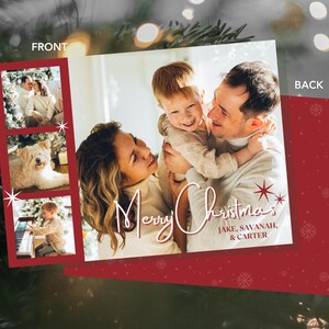 Canva kerstkaart met fotosjabloon afdrukbare kerstkaart bewerkbare print - drie sterren - 5 x 7 direct downloaden afbeelding 5