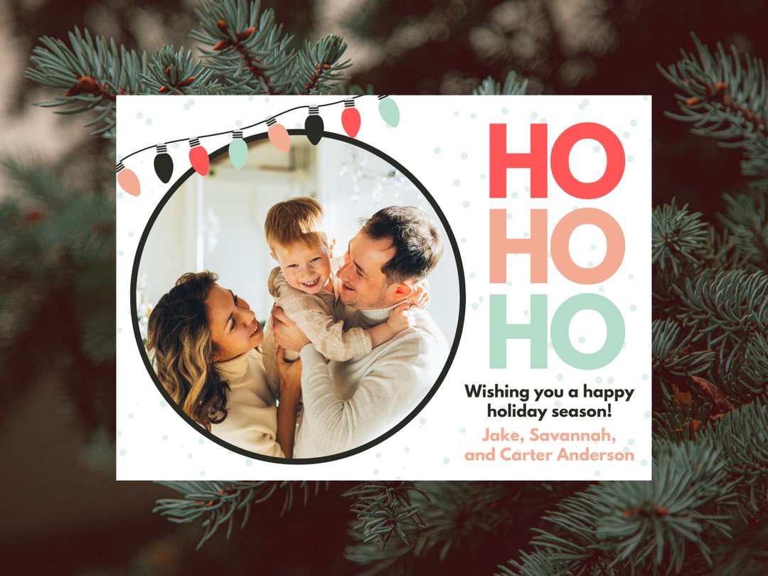 Canva Christmas Card With Photo Template Printable Holiday Card ...