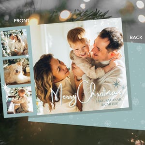 Canva kerstkaart met fotosjabloon afdrukbare kerstkaart bewerkbare print - drie sterren - 5 x 7 direct downloaden afbeelding 4