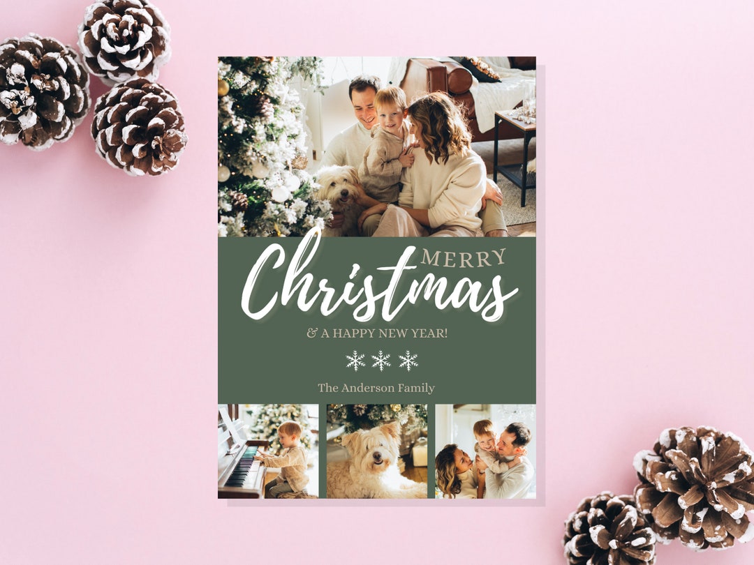 Canva Christmas Card With Photo Template Printable Holiday Card ...