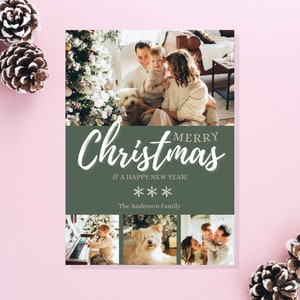 Carte de Noël en toile avec modèle photo, carte de vœux imprimable, impression modifiable, portrait très joyeux, téléchargement immédiat 5 x 7