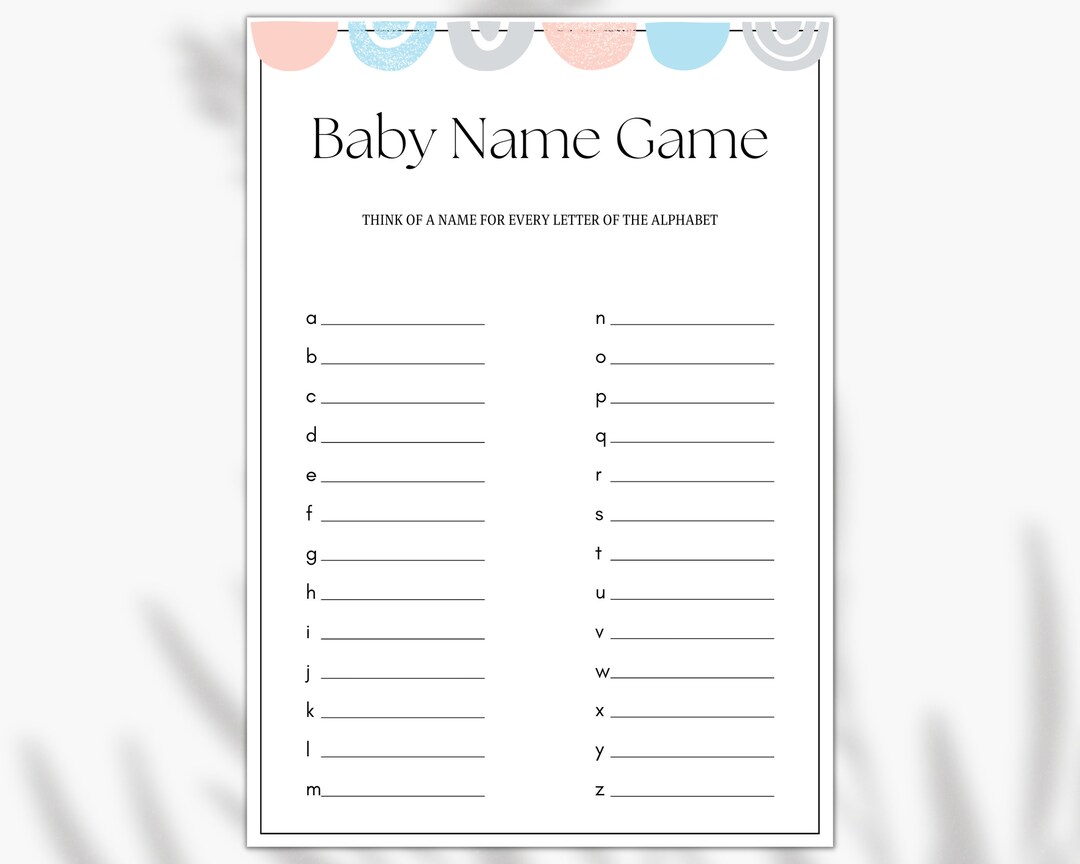 Baby Name Race Baby Shower Game, Instant and Printable Baby Shower Game ...