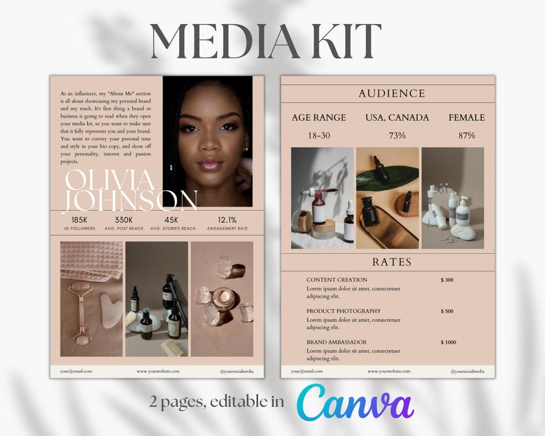 Social Media Kit Canva Template Instagram Media Kit - Etsy