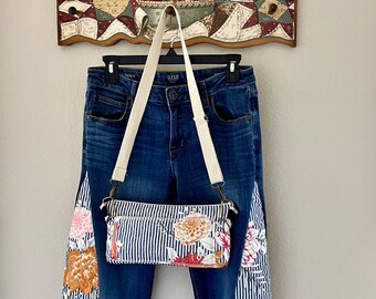 Handmade Quilted Crossbody Bag * Vintage Floral Belt Bag with Removable Strap* Quilted Shoulder Purse* Gift for Her