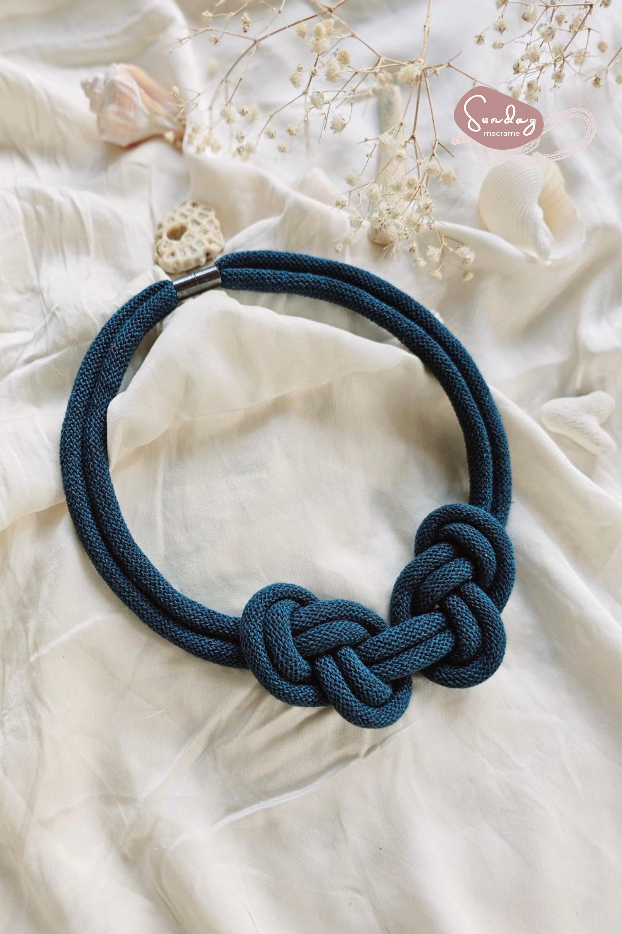 Handmade Statement Necklace CHLOE Knotted Rope Necklace From Recycled