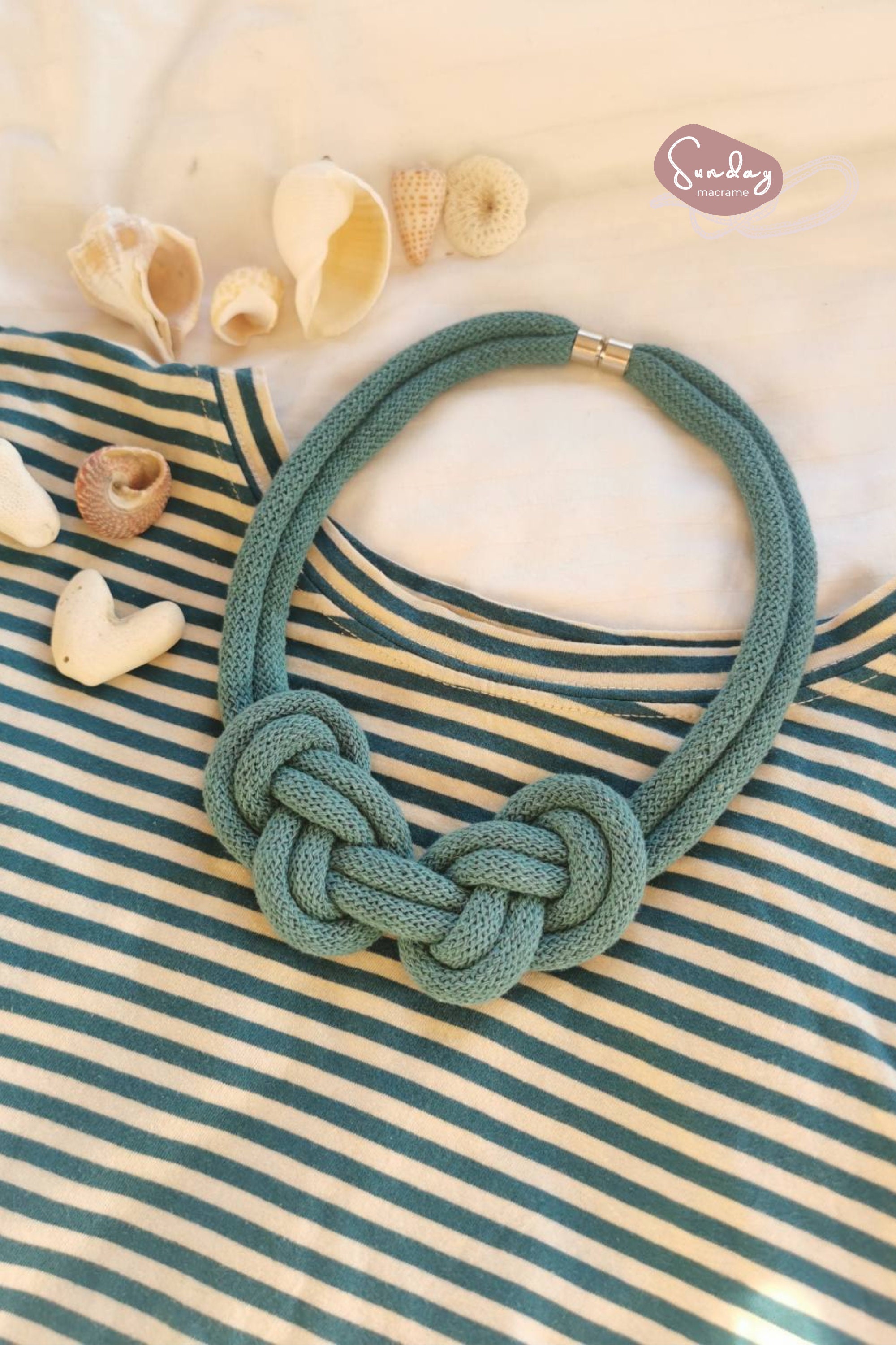 Women cotton rope necklace - rope statement necklace - textile necklace -  cotton rope necklace for women - simple jewelry -women accessories