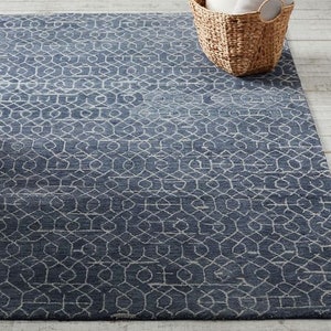 Taylor Hand Tufted Indigo Wool Rug. 100% Woolen Authentic Handmade High Quality Tufted Area Rug.