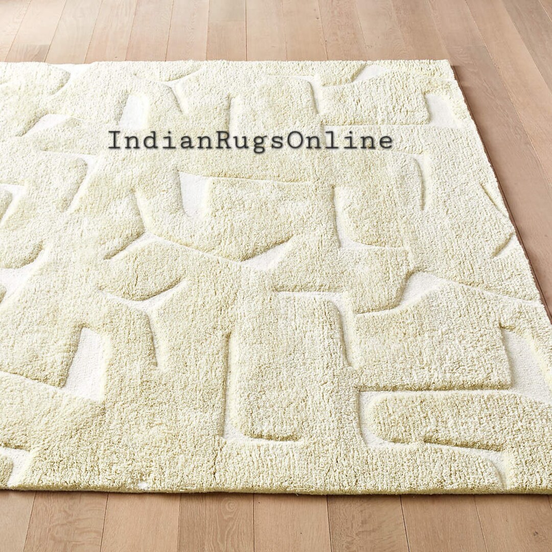 New Modern Sway Black and White Abstract Hand Tufted Rug. 100% ...