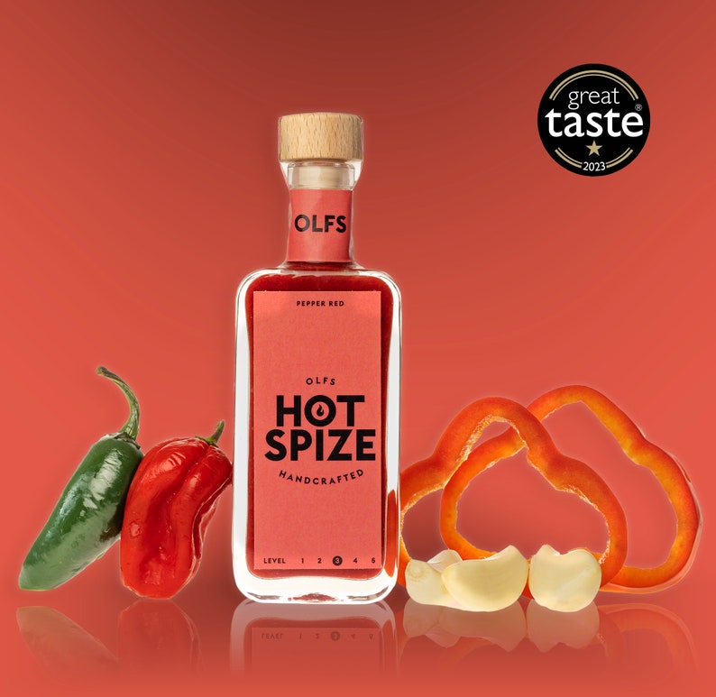 Olfs Hot Spize handgefertigte, Vegane Chilisauce, aus Hamburg. Perfektes Geschenk für ein scharfes Grillfest Bild 1