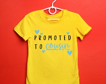 Promu en T-shirt cousin, cadeaux de fête de bébé, haut révélateur, t-shirt de frère et sœur pour enfants, futur cousin