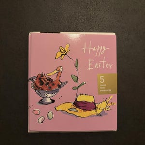 Juego de 5 divertidas tarjetas de Pascua / Arte caprichoso de pollitos y mariposas / Papelería primaveral hermosa y colorida / Paquete de tarjetas de Feliz Pascua