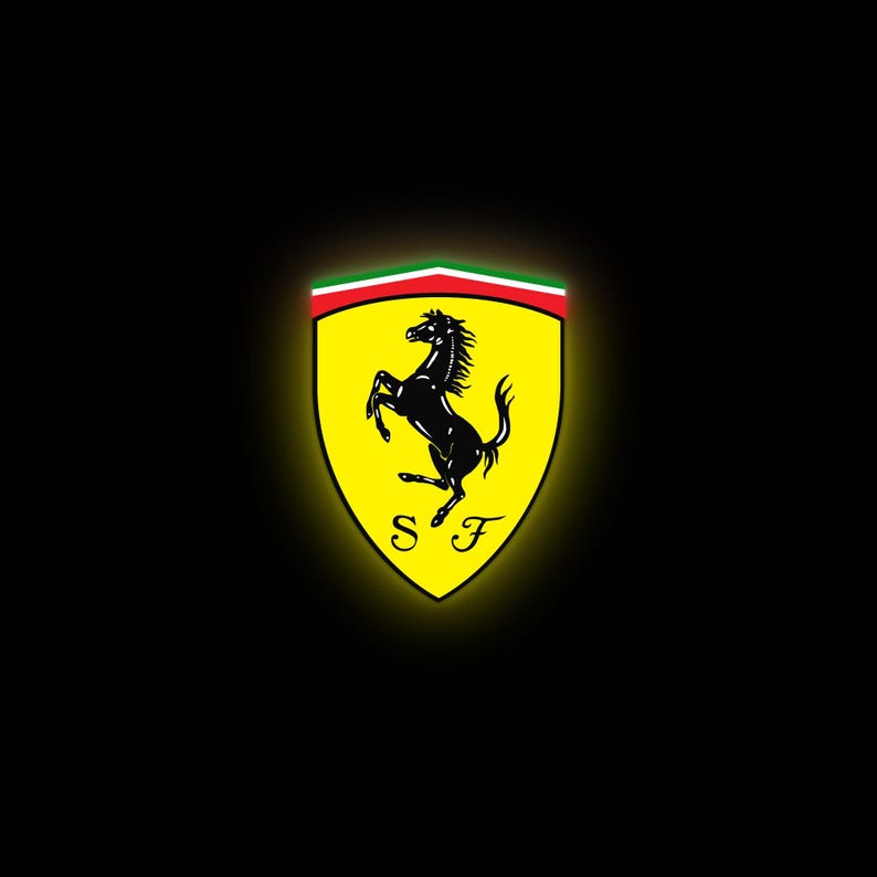 Glowing Ferrari Racing Logo PNG & PSD | Neon F1 Emblem Download ...