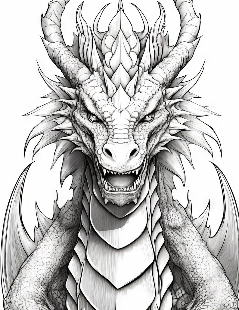 Fantasy Dragons Coloring Book - 34 Pages - Instant Download - Etsy