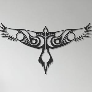 Tribal Eagle Hawk Metal Wall Art – Rustic Native Bird Silhouette, Spirit Animal Decor for Man Cave, Garage, Cabin & Living Room
