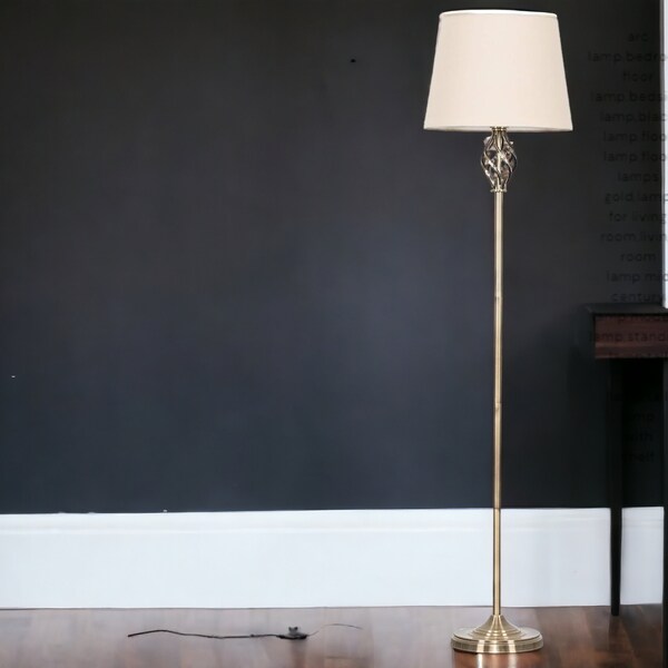 Traditional Floor Lamp, Standing Lamp, Unique Floor Lamp, Twist Floor Lamp with a Beige Tapered Light Shade