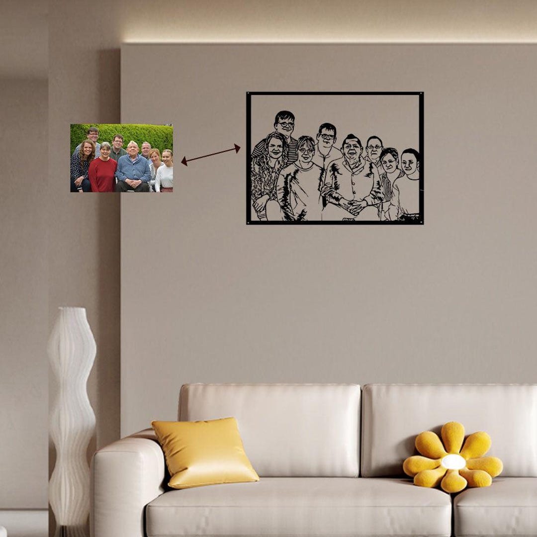 Custom Family Portrait Metal Wall Art Personalized Decor - Etsy