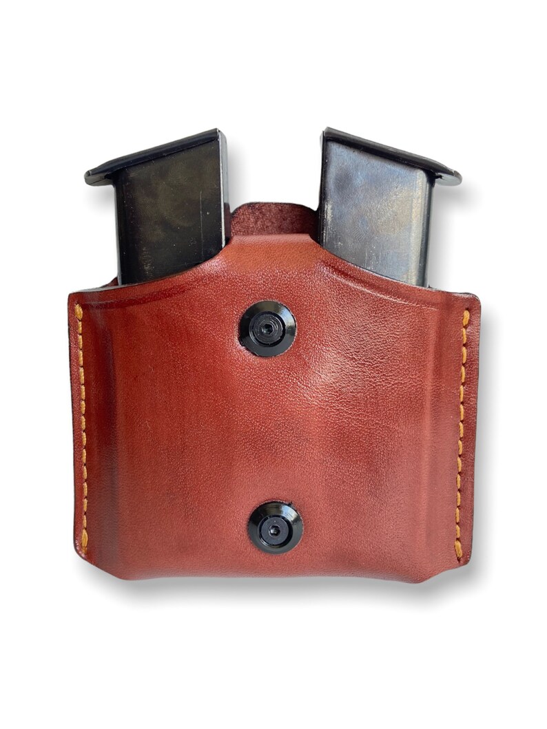 Handmade Glock 43X 48 Leather Double Magazine Pouch OWB Magazine