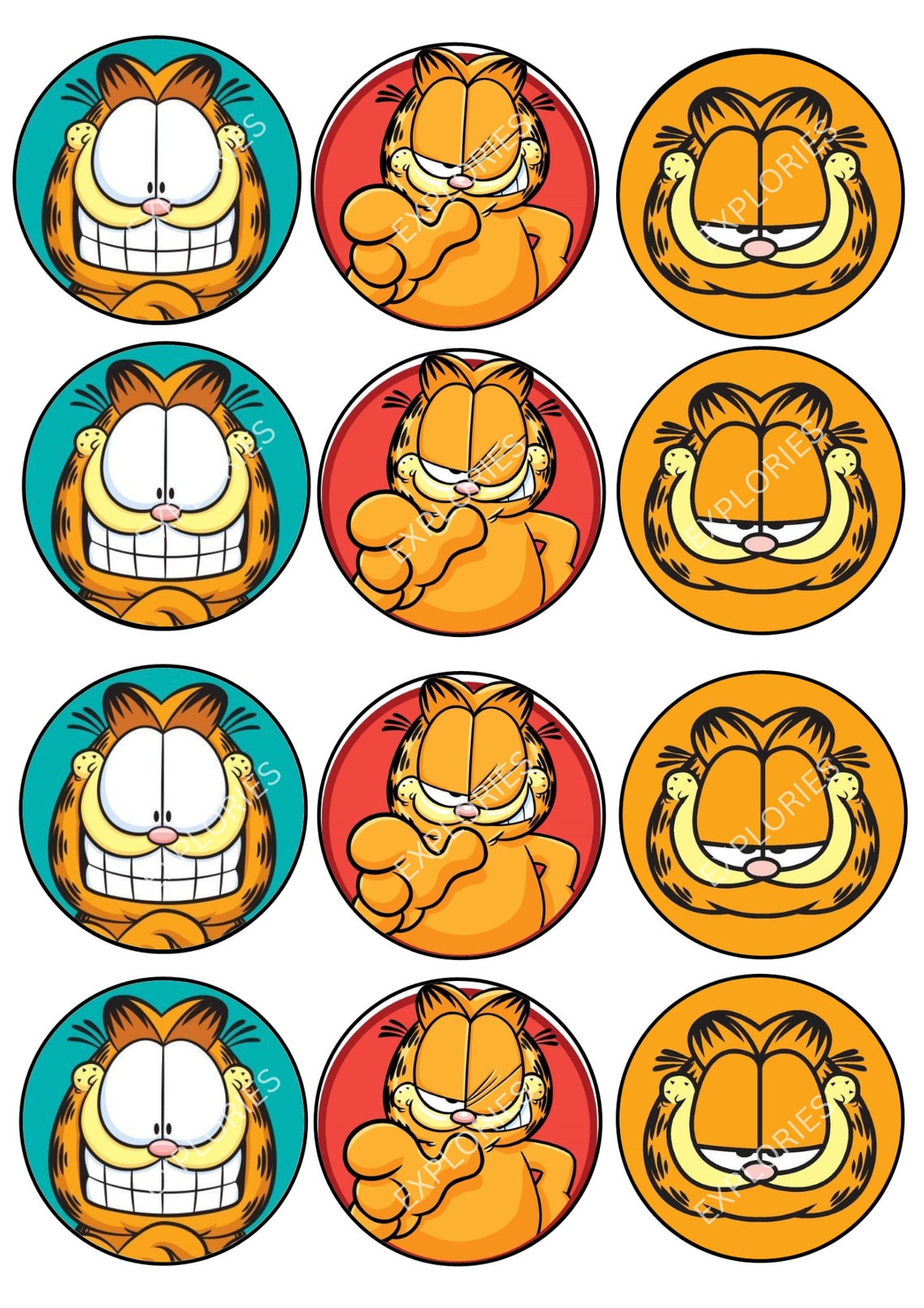 Garfield Cupcake Toppers Garfield Party Garfield Cake Etsy UK