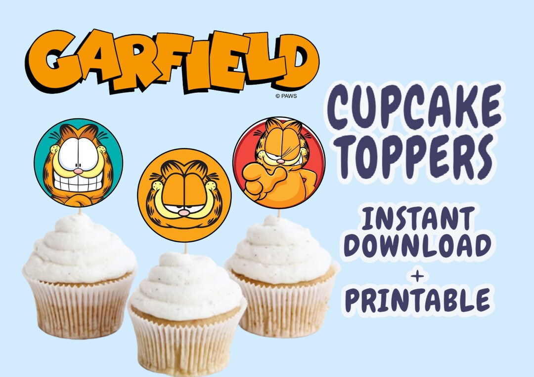 Garfield Cupcake Toppers Garfield Party Garfield Cake Etsy