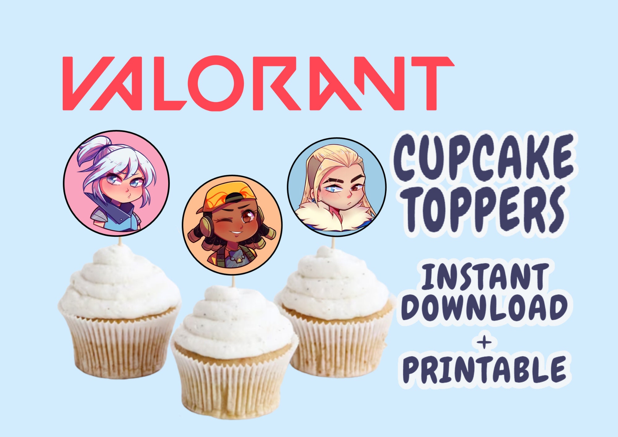 Valorant Cupcake Toppers Valorant Party Valorant Cake Etsy Ireland