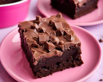 Decadente dubbele toffeebrownierecept | Digitale download | Rijke fudgy brownies met stukjes chocolade fudge glazuur
