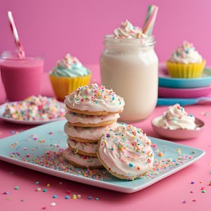 Crumbl-Inspired Confetti Milkshake Cookie Recipe | Instant Download | Funfetti Sugar Cookie with Cake-Flavored Buttercream